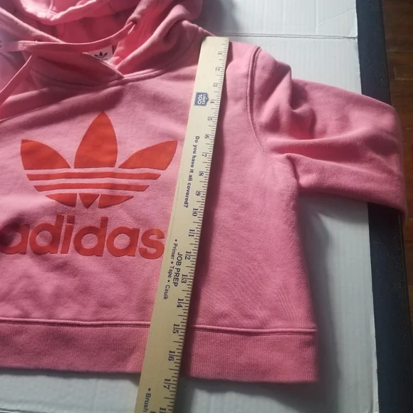 ADIDAS WOMEN'S PINK CROPPED OVERSIZED HOODIE SIZE X-SMALL - Picture 5 of 11